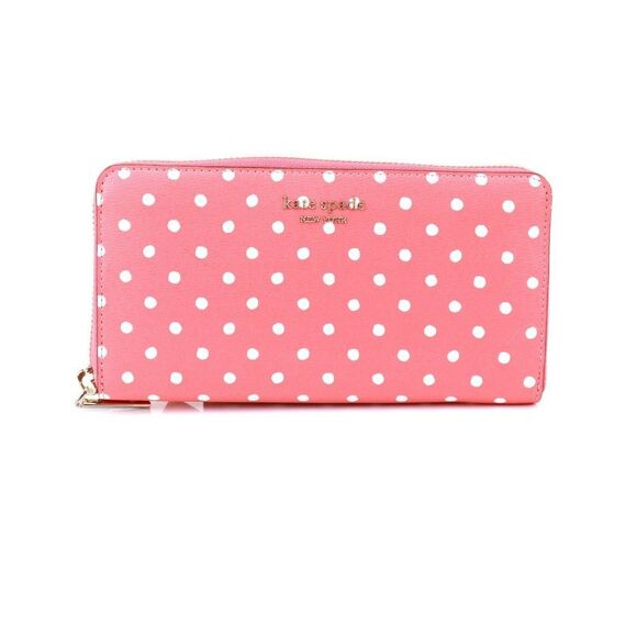 Kate Spade SPENCER DOT Zip Around Continental Wallet PEACH MELBA MULTI - Picture 6 of 11